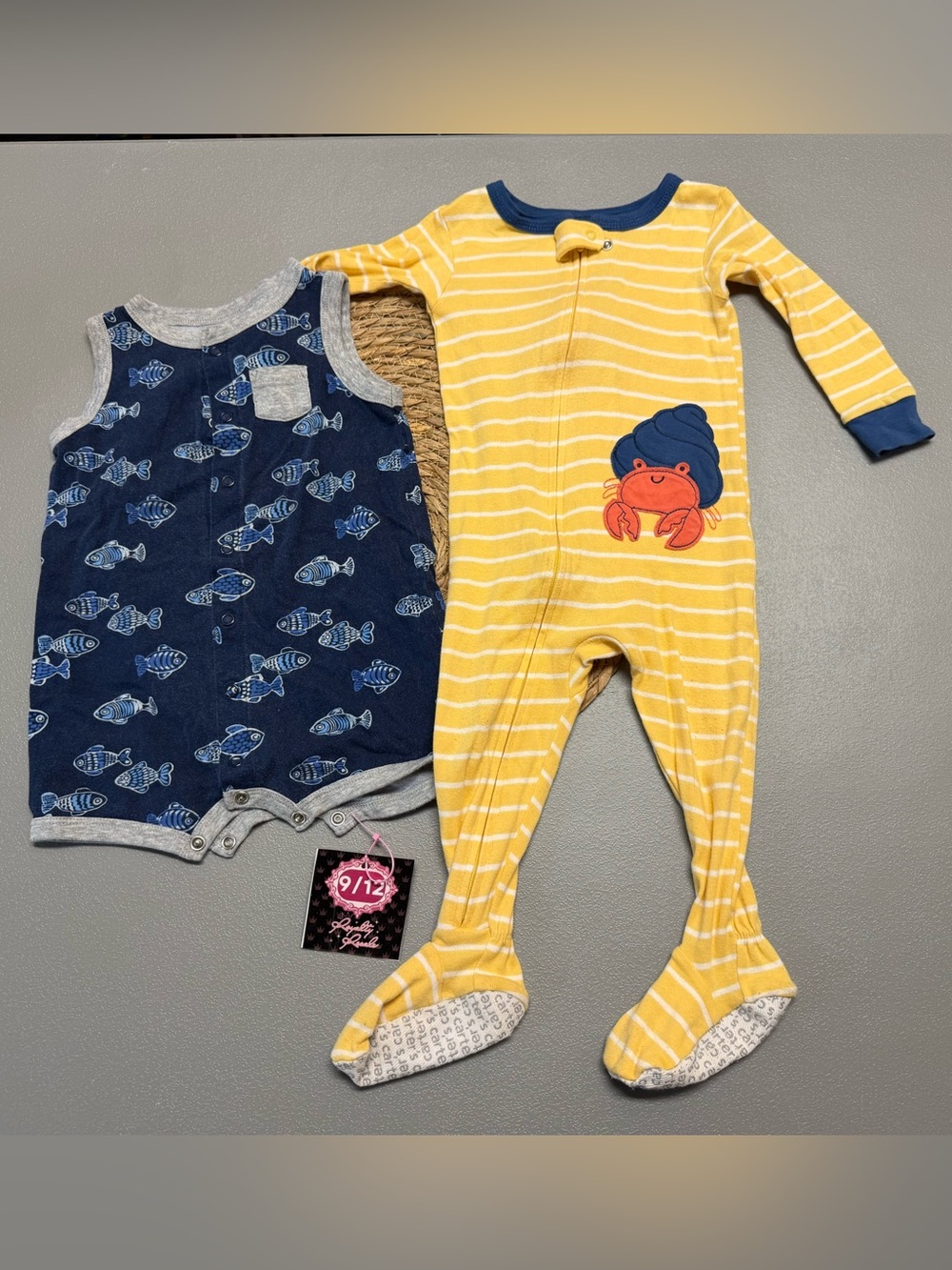 Carter's Yellow Striped Crab Footed One-Piece